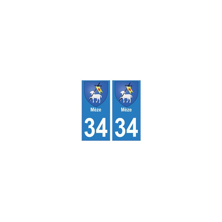 34 Mèze blason autocollant plaque immatriculation ville