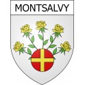 Pegatinas escudo de armas de Montsalvy adhesivo de la etiqueta engomada