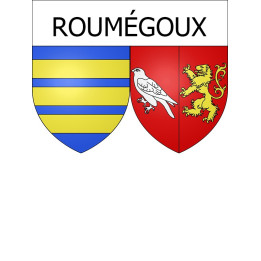 Pegatinas escudo de armas de Roumégoux adhesivo de la etiqueta engomada