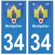 34 Montpellier blason autocollant plaque immatriculation ville
