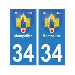 34 Montpellier blason autocollant plaque immatriculation ville