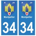 34 Montpellier blason autocollant plaque immatriculation ville