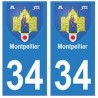 34 Montpellier blason autocollant plaque immatriculation ville