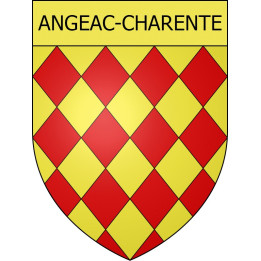 Pegatinas escudo de armas de Angeac-Charente adhesivo de la etiqueta engomada