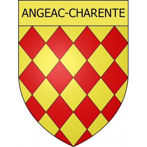 Pegatinas escudo de armas de Angeac-Charente adhesivo de la etiqueta engomada
