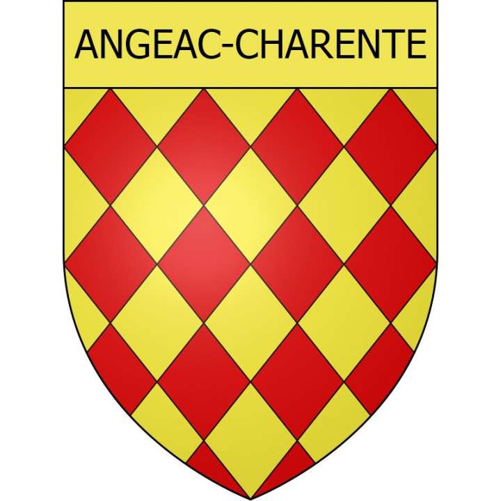 Pegatinas escudo de armas de Angeac-Charente adhesivo de la etiqueta engomada