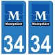 34 Montpellier logo autocollant plaque immatriculation ville