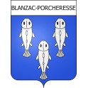 Pegatinas escudo de armas de Blanzac-Porcheresse adhesivo de la etiqueta engomada