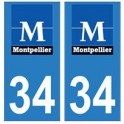 34 Montpellier logo autocollant plaque immatriculation ville