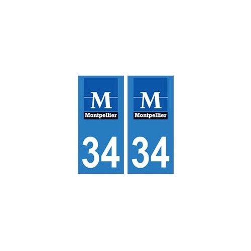 34 Montpellier logo autocollant plaque immatriculation ville