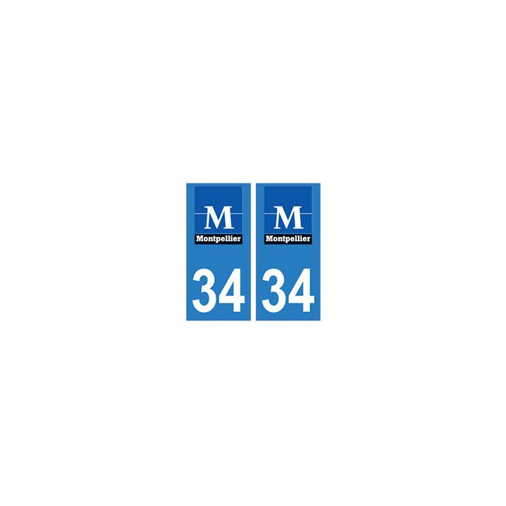 34 Montpellier logo autocollant plaque immatriculation ville