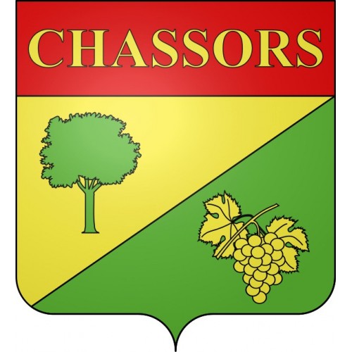 Pegatinas escudo de armas de Chassors adhesivo de la etiqueta engomada