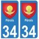 34 Pérols blason autocollant plaque immatriculation ville