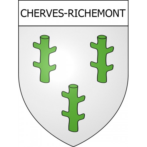 Pegatinas escudo de armas de Cherves-Richemont adhesivo de la etiqueta engomada