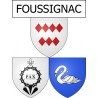 Pegatinas escudo de armas de Foussignac adhesivo de la etiqueta engomada