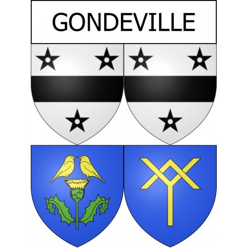 Pegatinas escudo de armas de Gondeville adhesivo de la etiqueta engomada