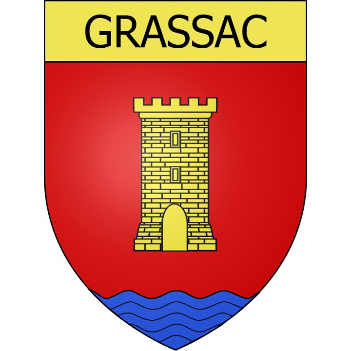 Pegatinas escudo de armas de Grassac adhesivo de la etiqueta engomada