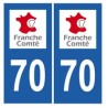 70 Haute-Saône autocollant plaque