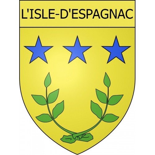 Pegatinas escudo de armas de L'Isle-d'Espagnac adhesivo de la etiqueta engomada