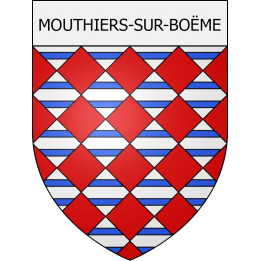 Pegatinas escudo de armas de Mouthiers-sur-Boëme adhesivo de la etiqueta engomada