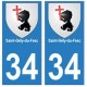 34 Saint-Gély-du-Fesc blason autocollant plaque immatriculation ville