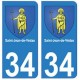 34 Saint-Jean-de-Védas blason autocollant plaque immatriculation ville