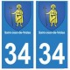 34 Saint-Jean-de-Védas blason autocollant plaque immatriculation ville