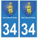 34 Saint-Jean-de-Védas blason autocollant plaque immatriculation ville