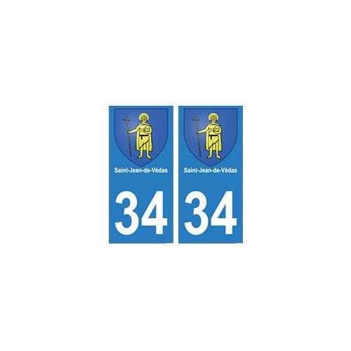 34 Saint-Jean-de-Védas blason autocollant plaque immatriculation ville