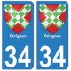34 Sérignan blason autocollant plaque immatriculation ville