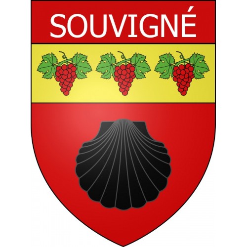 Pegatinas escudo de armas de Souvigné adhesivo de la etiqueta engomada