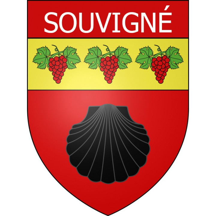 Pegatinas escudo de armas de Souvigné adhesivo de la etiqueta engomada