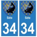 34 Sète coat of arms sticker plate registration city