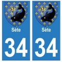 34 Sète escudo de armas de la placa etiqueta de registro de la ciudad