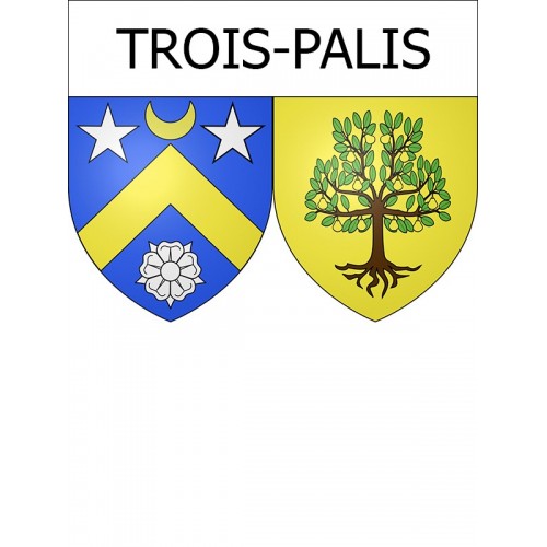 Pegatinas escudo de armas de Trois-Palis adhesivo de la etiqueta engomada