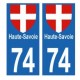 74 Haute-Savoie aufkleber departement platte sticker-kennzeichen-auto