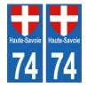 74 Haute-Savoie autocollant département plaque sticker immatriculation auto