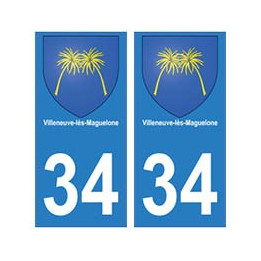 34 Villeneuve-les-Magueloneblason autocollant plaque immatriculation ville