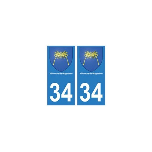 34 Villeneuve-les-Magueloneblason autocollant plaque immatriculation ville