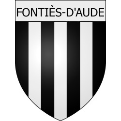 Pegatinas escudo de armas de Belcaire adhesivo de la etiqueta engomada