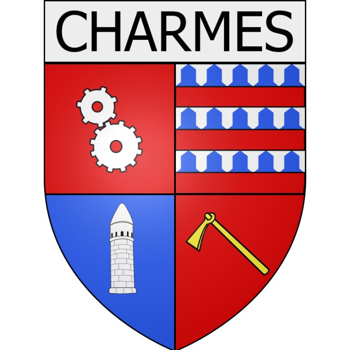 Charmes 02 ville Stickers blason autocollant adhésif