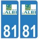 81 Albi logo autocollant plaque stickers ville