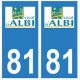 81 Albi logo autocollant plaque stickers ville