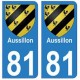81 Aussillon blason autocollant plaque stickers ville