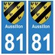 81 Aussillon blason autocollant plaque stickers ville
