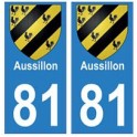 81 Aussillon blason autocollant plaque stickers ville