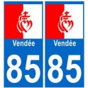 85 coeur Vendée autocollant plaque