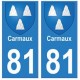 81 Carmaux blason autocollant plaque stickers ville