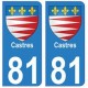 81 Castres blason autocollant plaque stickers ville