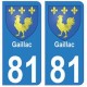 81 Gaillac blason autocollant plaque stickers ville